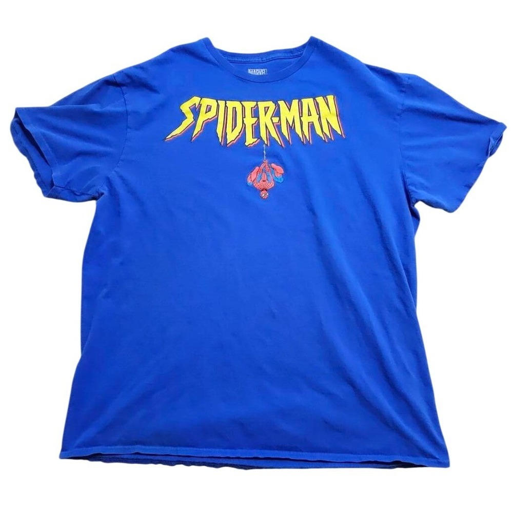 Marvel Spiderman Graphic‎ T-Shirt Mens XL Royal Blue Short Sleeve Mad Engine Tee